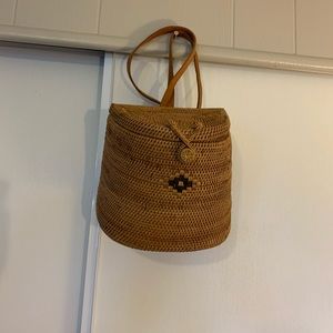 Woven basket backpack